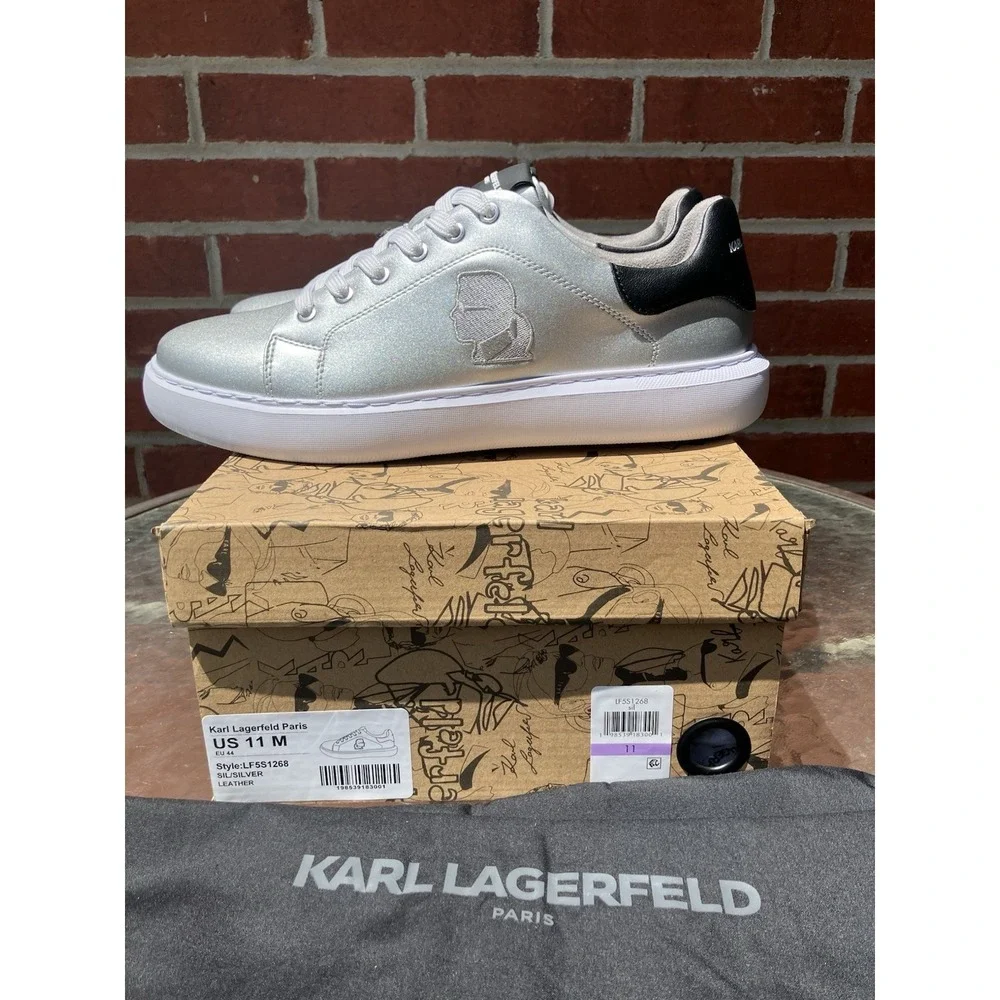 BNWB Karl Lagerfeld Paris Side Embroidered Karl Profile Logo Sneakers|Size 11M